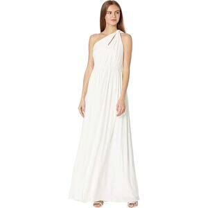 Halston NWT Michaela Jersey White Shirred Gown Women’s Sz 6